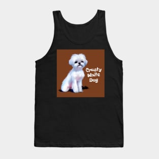 Cute Little Crusty White Dog with Fluffy Curly Haired Tank Top